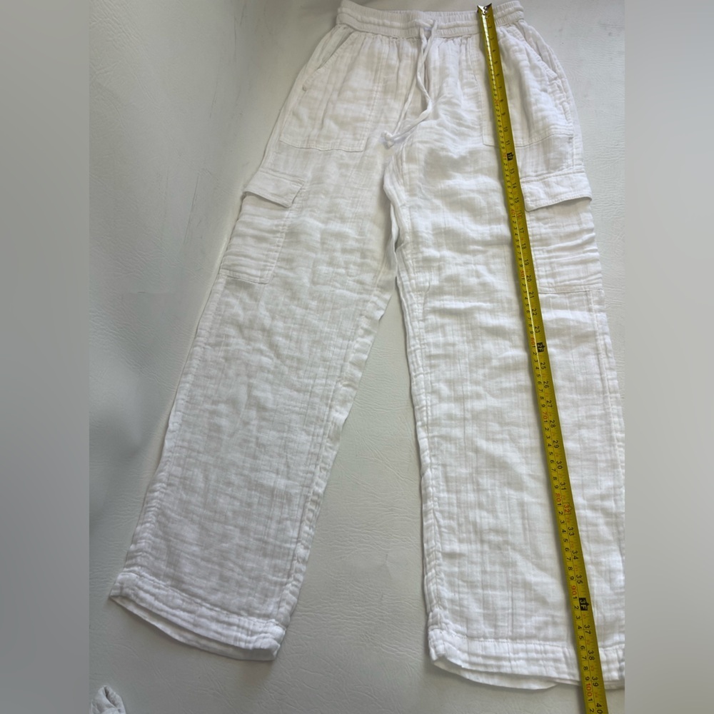 Aeropostale White Gauze Wide Leg Cargo Pants Coastal Beach Lightweight Small - Picture 9 of 14